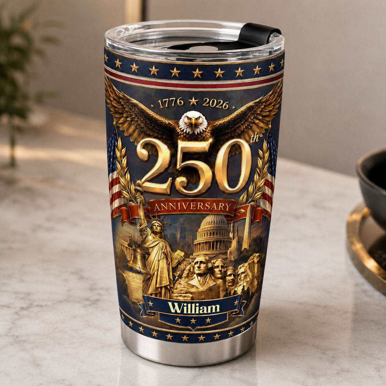 America 250 Years of Freedom - Personalized Stainless Steel Tumbler