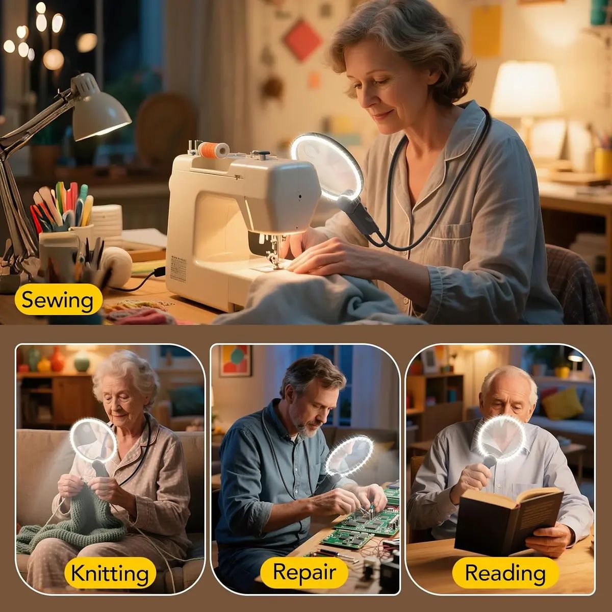 Last Day Sale!🔥90% OF Premium Hands-Free LED Magnifying Glass for Crafts & Reading