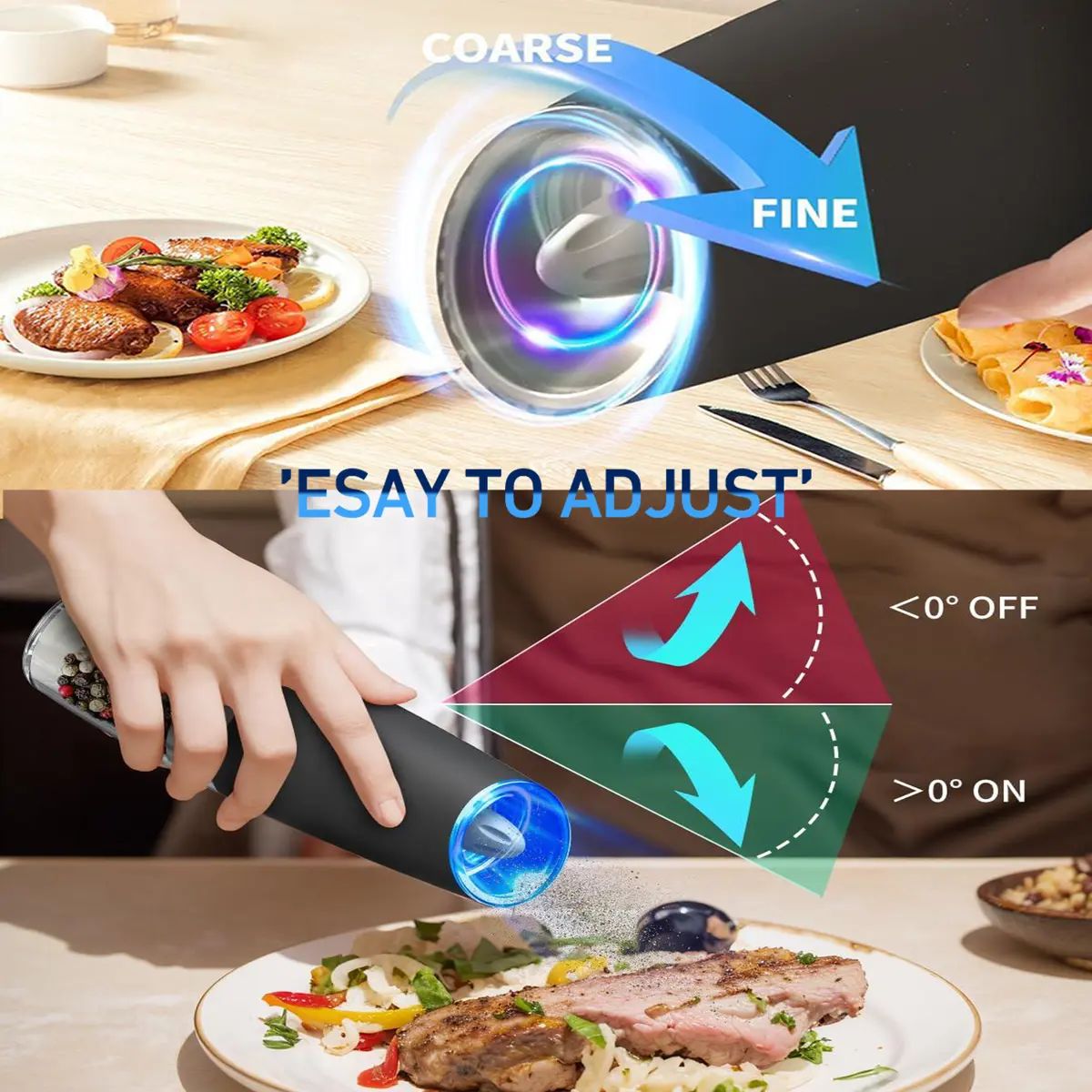 Last Day Sale!🔥 50% OFF Premium Gravity Salt & Pepper Grinder - Arthritis Friendly